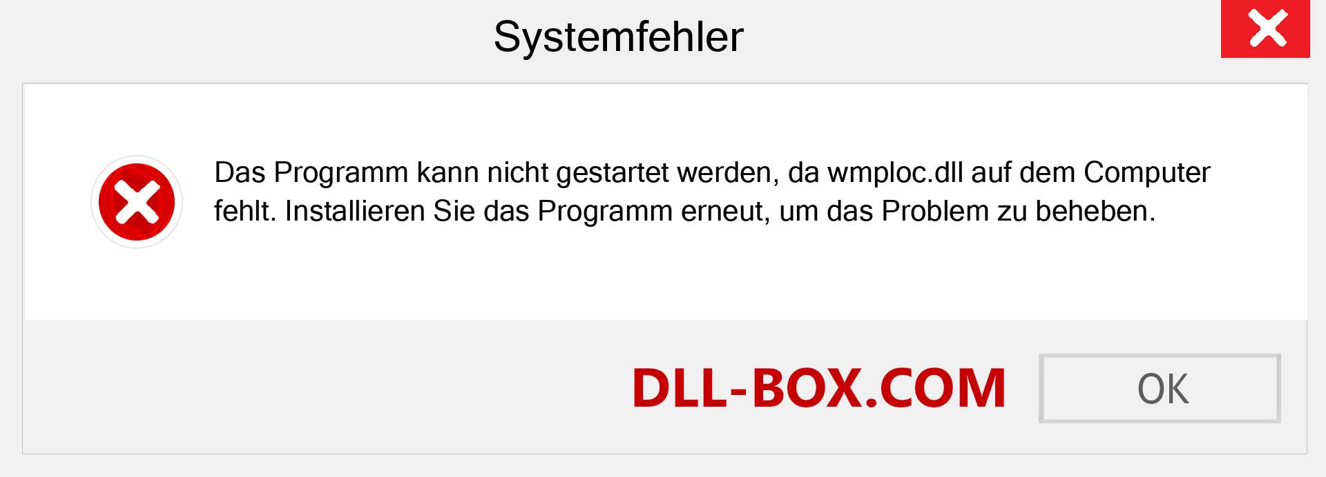 wmploc.dll-Datei fehlt?. Download für Windows 7, 8, 10 - Fix wmploc dll Missing Error unter Windows, Fotos, Bildern